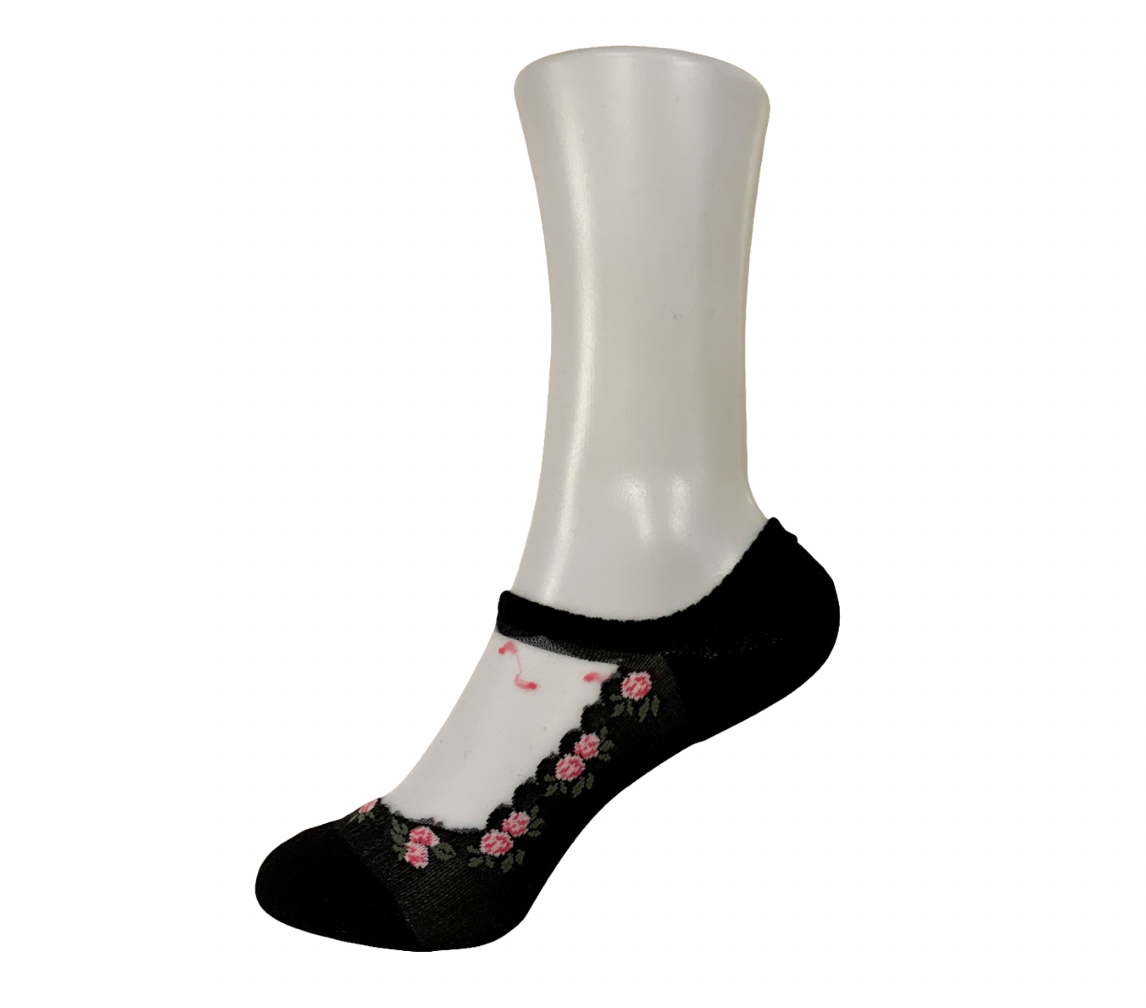 Women's cotton blend see-through & no-show socks - Flower