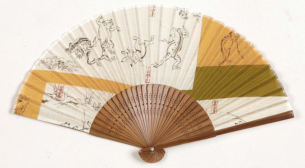Cotton & bamboo fan - Rabbits and frogs