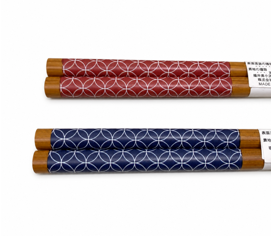 Cloisonné Pattern Bamboo Chopstick Set for 2