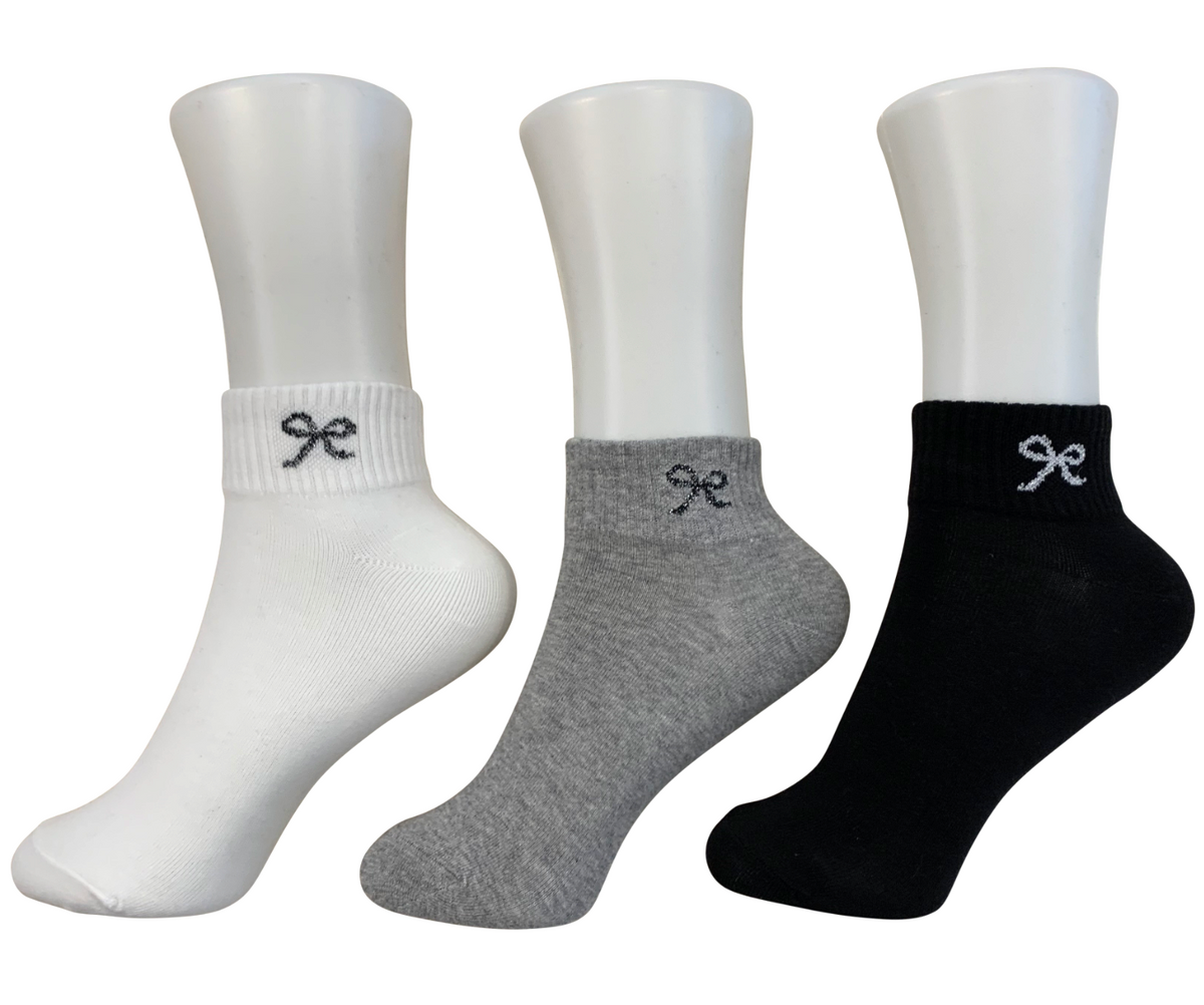Women's cotton blend ankle socks - Ribbon (3 colors)