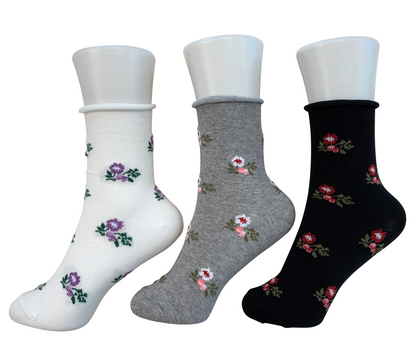 Women's Band-Free Socks - Flower (3 colors)