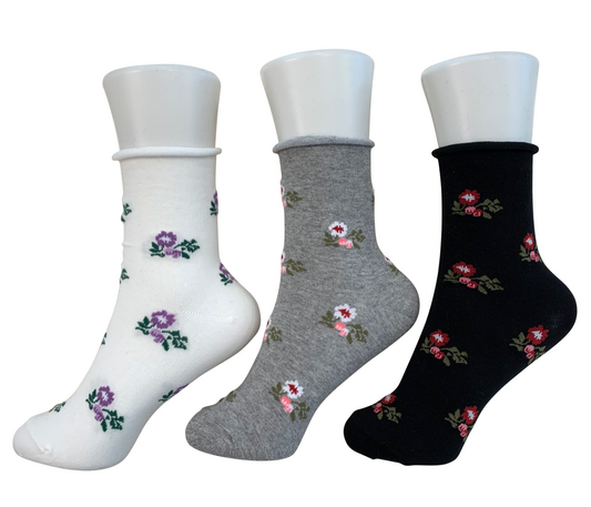 Women's Band-Free Socks - Flower (3 colors)