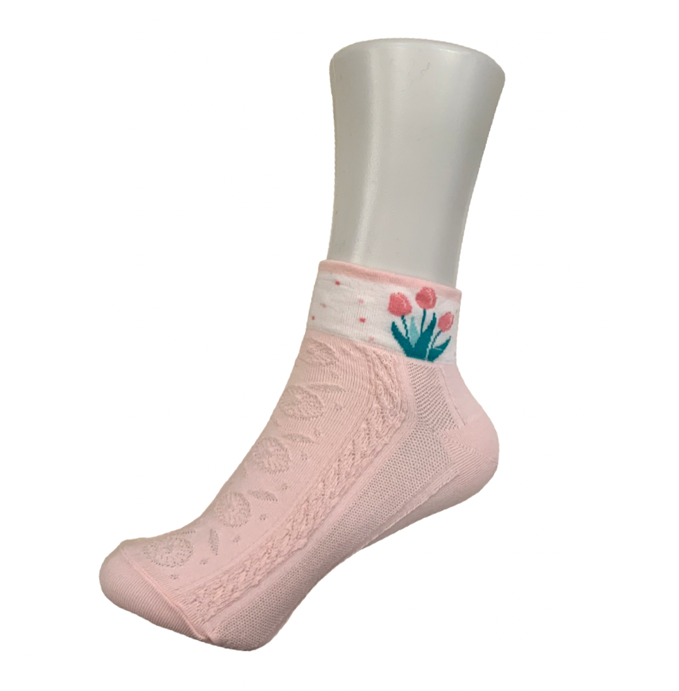 Women's cotton blend ankle socks - Flower (4 colors)