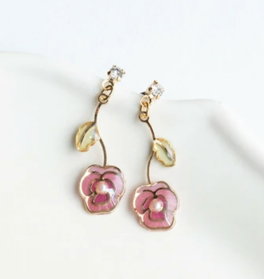 Flower earrings with titanium post (3 colors)