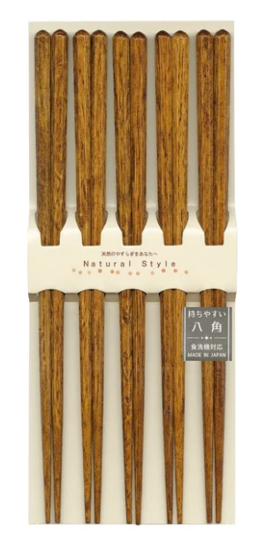 Natural Wood Chopstick Set for 5