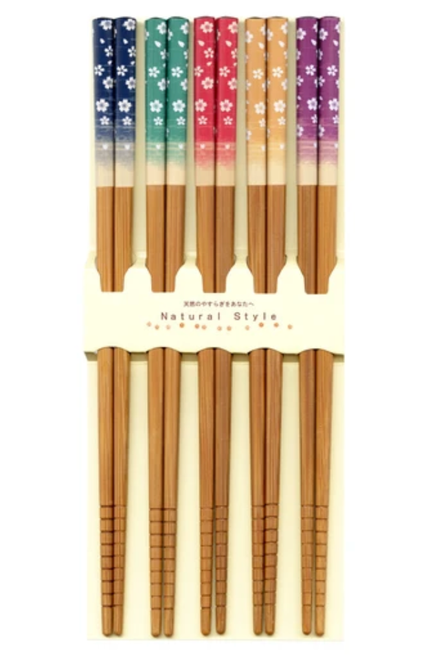 Sakura Blossom Bamboo Chopstick Set for 5
