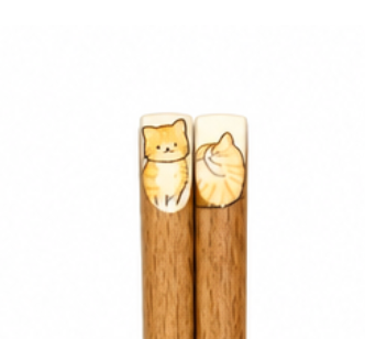Cat Illustration Wooden Chopsticks
