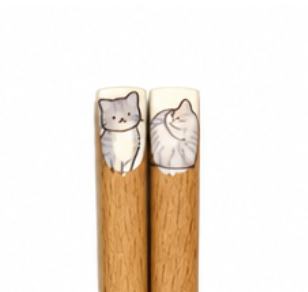 Cat Illustration Wooden Chopsticks