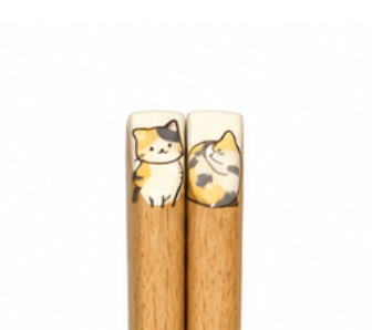 Cat Illustration Wooden Chopsticks