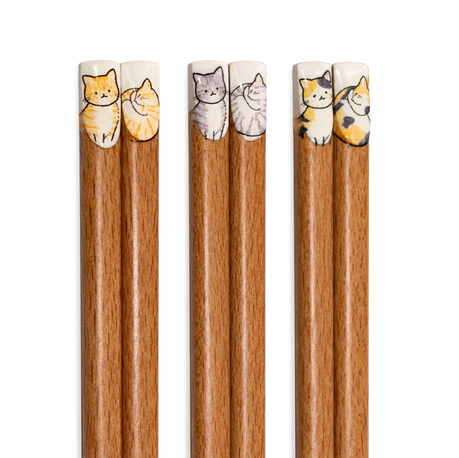 Cat Illustration Wooden Chopsticks