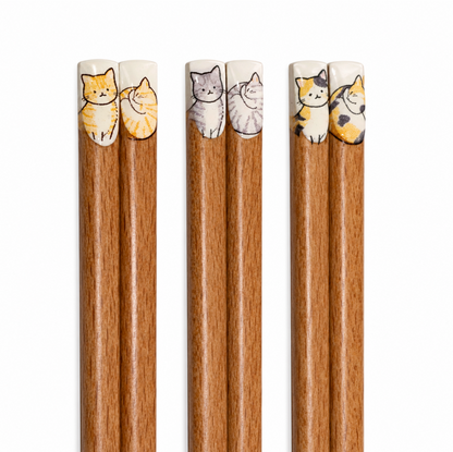 Cat Illustration Wooden Chopsticks