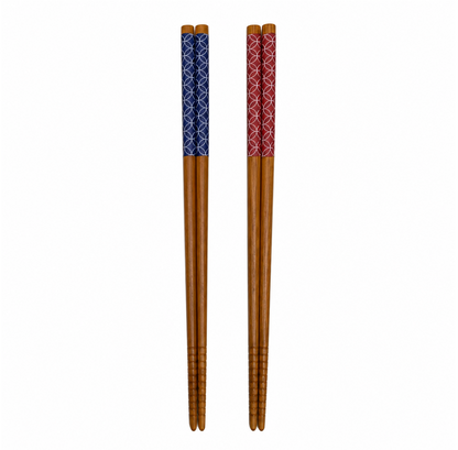 Cloisonné Pattern Bamboo Chopstick Set for 2